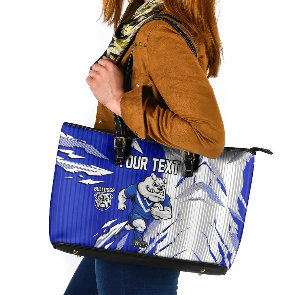 Personalized Canterbury Bulldogs Leather Tote Bag Dynamic Lightning Mascot Rugby Australia