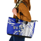 Personalized Canterbury Bulldogs Leather Tote Bag Dynamic Lightning Mascot Rugby Australia