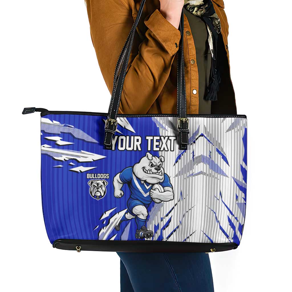 Personalized Canterbury Bulldogs Leather Tote Bag Dynamic Lightning Mascot Rugby Australia
