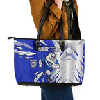 Personalized Canterbury Bulldogs Leather Tote Bag Dynamic Lightning Mascot Rugby Australia