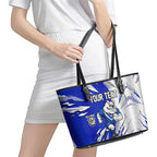 Personalized Canterbury Bulldogs Leather Tote Bag Dynamic Lightning Mascot Rugby Australia