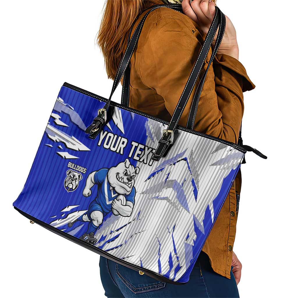 Personalized Canterbury Bulldogs Leather Tote Bag Dynamic Lightning Mascot Rugby Australia