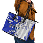 Personalized Canterbury Bulldogs Leather Tote Bag Dynamic Lightning Mascot Rugby Australia