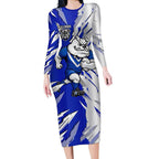 Personalized Canterbury Bulldogs Long Sleeve Bodycon Dress Dynamic Lightning Mascot Rugby Australia