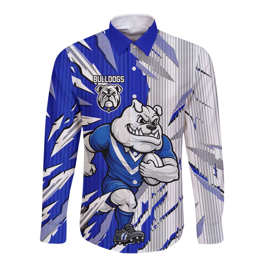 Personalized Canterbury Bulldogs Long Sleeve Button Shirt Dynamic Lightning Mascot Rugby Australia