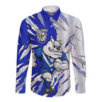 Personalized Canterbury Bulldogs Long Sleeve Button Shirt Dynamic Lightning Mascot Rugby Australia