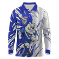 Personalized Canterbury Bulldogs Long Sleeve Polo Shirt Dynamic Lightning Mascot Rugby Australia