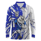 Personalized Canterbury Bulldogs Long Sleeve Polo Shirt Dynamic Lightning Mascot Rugby Australia