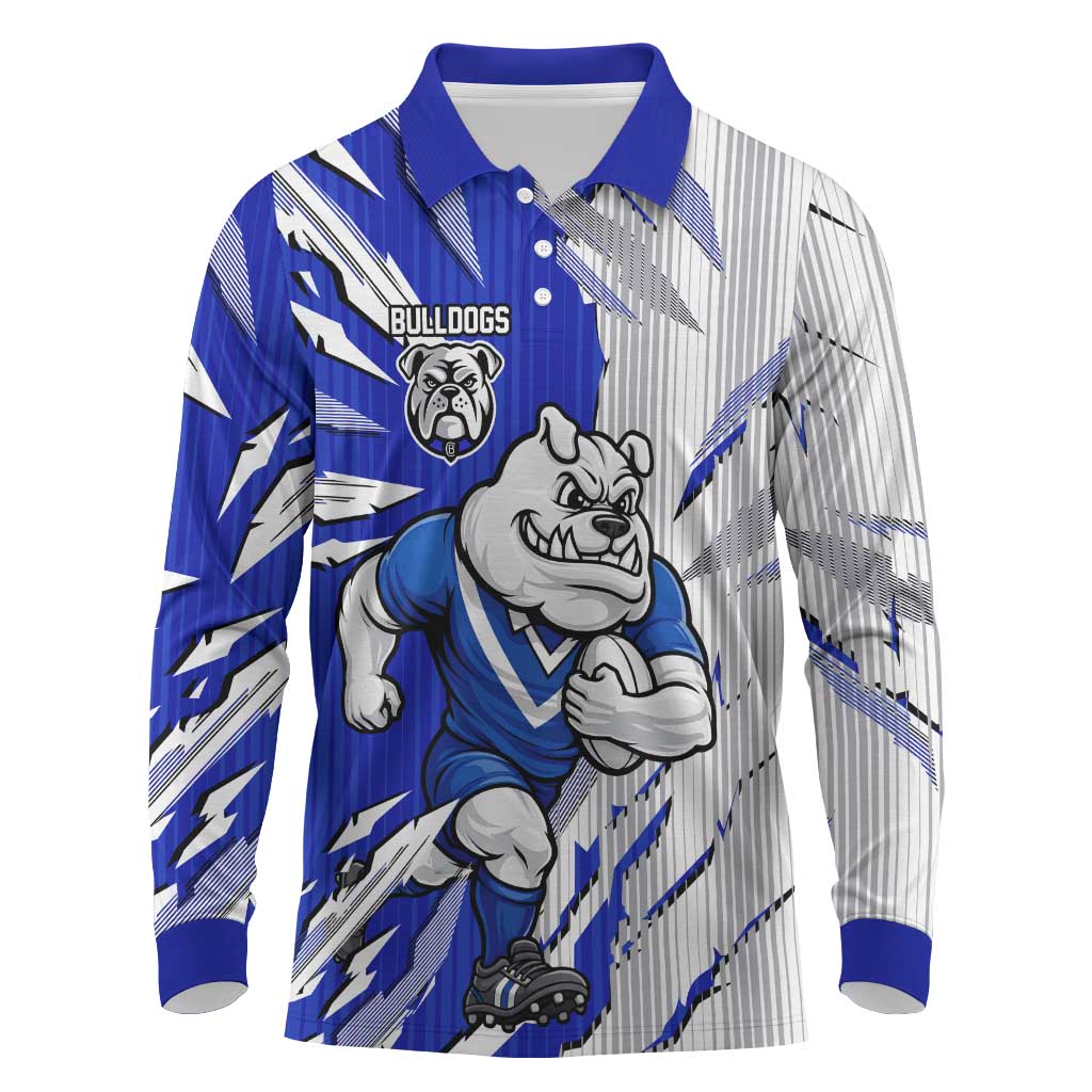 Personalized Canterbury Bulldogs Long Sleeve Polo Shirt Dynamic Lightning Mascot Rugby Australia