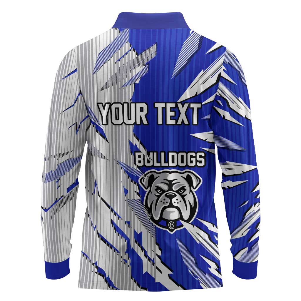 Personalized Canterbury Bulldogs Long Sleeve Polo Shirt Dynamic Lightning Mascot Rugby Australia