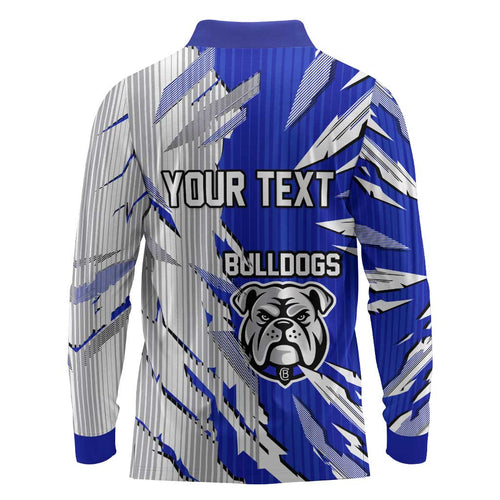 Personalized Canterbury Bulldogs Long Sleeve Polo Shirt Dynamic Lightning Mascot Rugby Australia