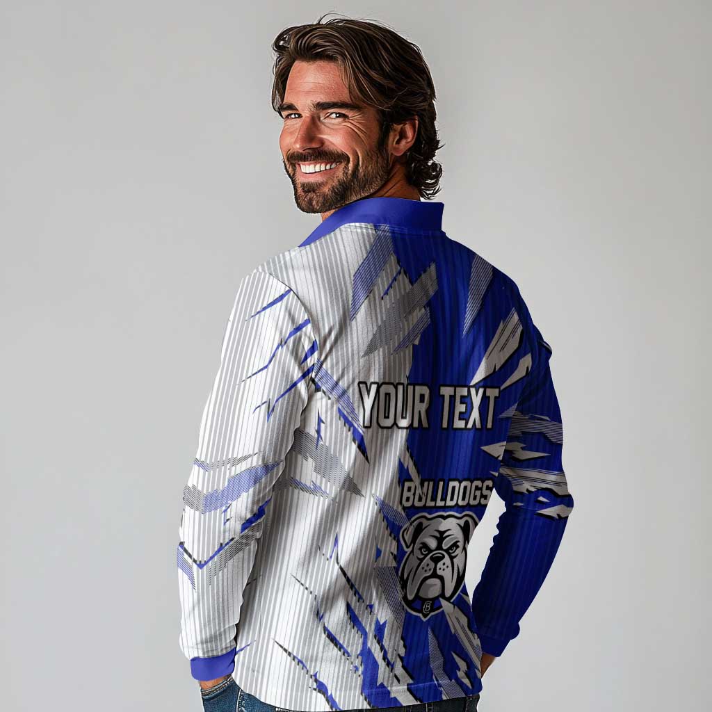 Personalized Canterbury Bulldogs Long Sleeve Polo Shirt Dynamic Lightning Mascot Rugby Australia