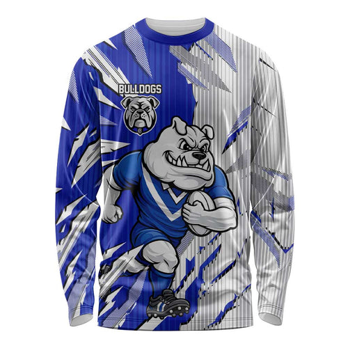 Personalized Canterbury Bulldogs Long Sleeve Shirt Dynamic Lightning Mascot Rugby Australia