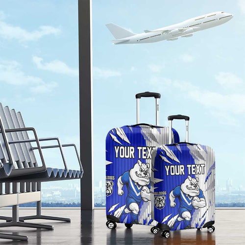 Personalized Canterbury Bulldogs Luggage Cover Dynamic Lightning Mascot Rugby Australia