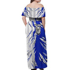 Personalized Canterbury Bulldogs Off Shoulder Maxi Dress Dynamic Lightning Mascot Rugby Australia