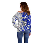 Personalized Canterbury Bulldogs Off Shoulder Sweater Dynamic Lightning Mascot Rugby Australia