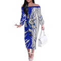 Personalized Canterbury Bulldogs Off The Shoulder Long Sleeve Dress Dynamic Lightning Mascot Rugby Australia