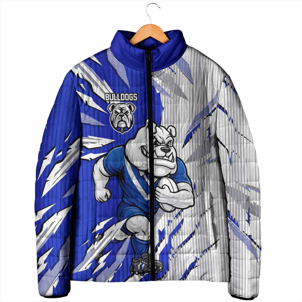 Personalized Canterbury Bulldogs Padded Jacket Dynamic Lightning Mascot Rugby Australia