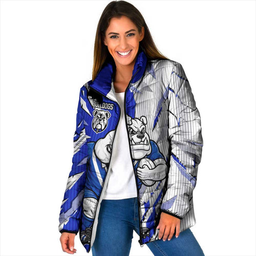Personalized Canterbury Bulldogs Padded Jacket Dynamic Lightning Mascot Rugby Australia