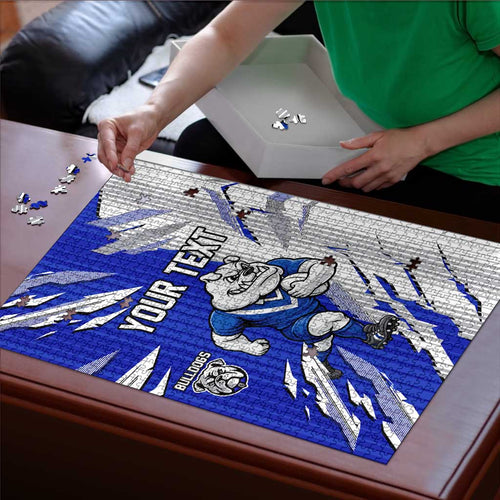 Personalized Canterbury Bulldogs Puzzle Dynamic Lightning Mascot Rugby Australia