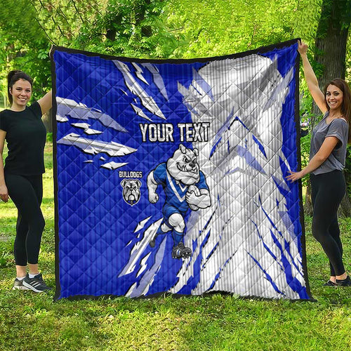 Personalized Canterbury Bulldogs Quilt Dynamic Lightning Mascot Rugby Australia