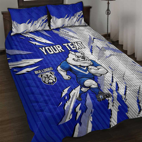 Personalized Canterbury Bulldogs Quilt Bed Set Dynamic Lightning Mascot Rugby Australia