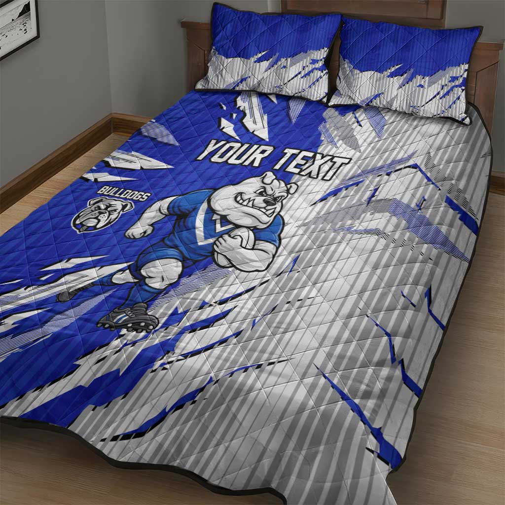 Personalized Canterbury Bulldogs Quilt Bed Set Dynamic Lightning Mascot Rugby Australia