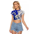 Personalized Canterbury Bulldogs Raglan Cropped T Shirt Dynamic Lightning Mascot Rugby Australia