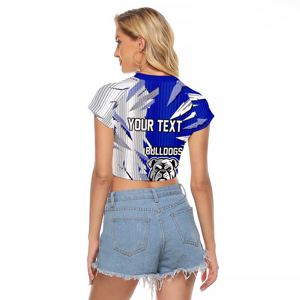 Personalized Canterbury Bulldogs Raglan Cropped T Shirt Dynamic Lightning Mascot Rugby Australia