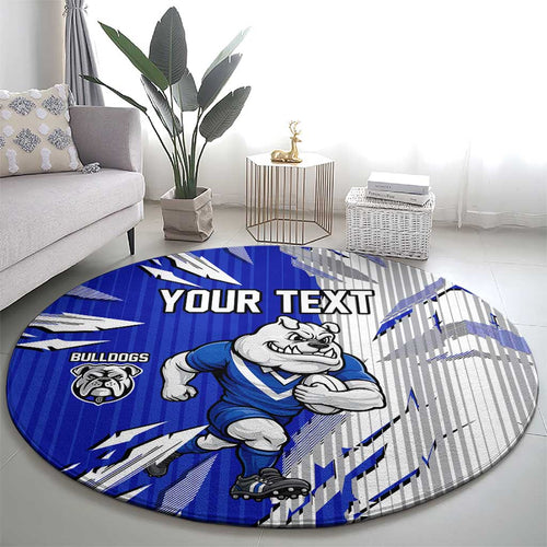 Personalized Canterbury Bulldogs Round Carpet Dynamic Lightning Mascot Rugby Australia