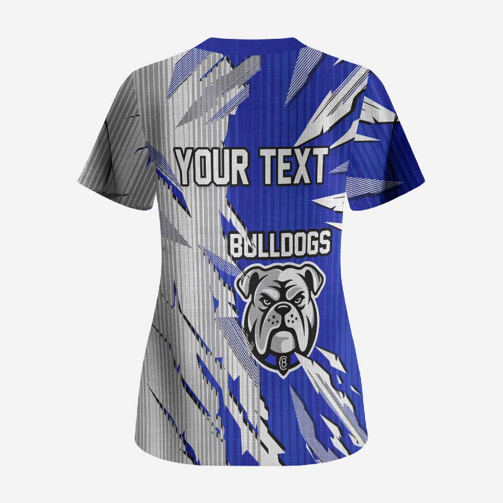 Personalized Canterbury Bulldogs Scrub Top Dynamic Lightning Mascot Rugby Australia