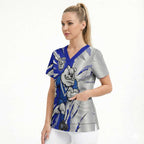 Personalized Canterbury Bulldogs Scrub Top Dynamic Lightning Mascot Rugby Australia