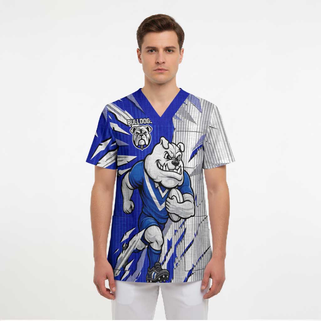 Personalized Canterbury Bulldogs Scrub Top Dynamic Lightning Mascot Rugby Australia