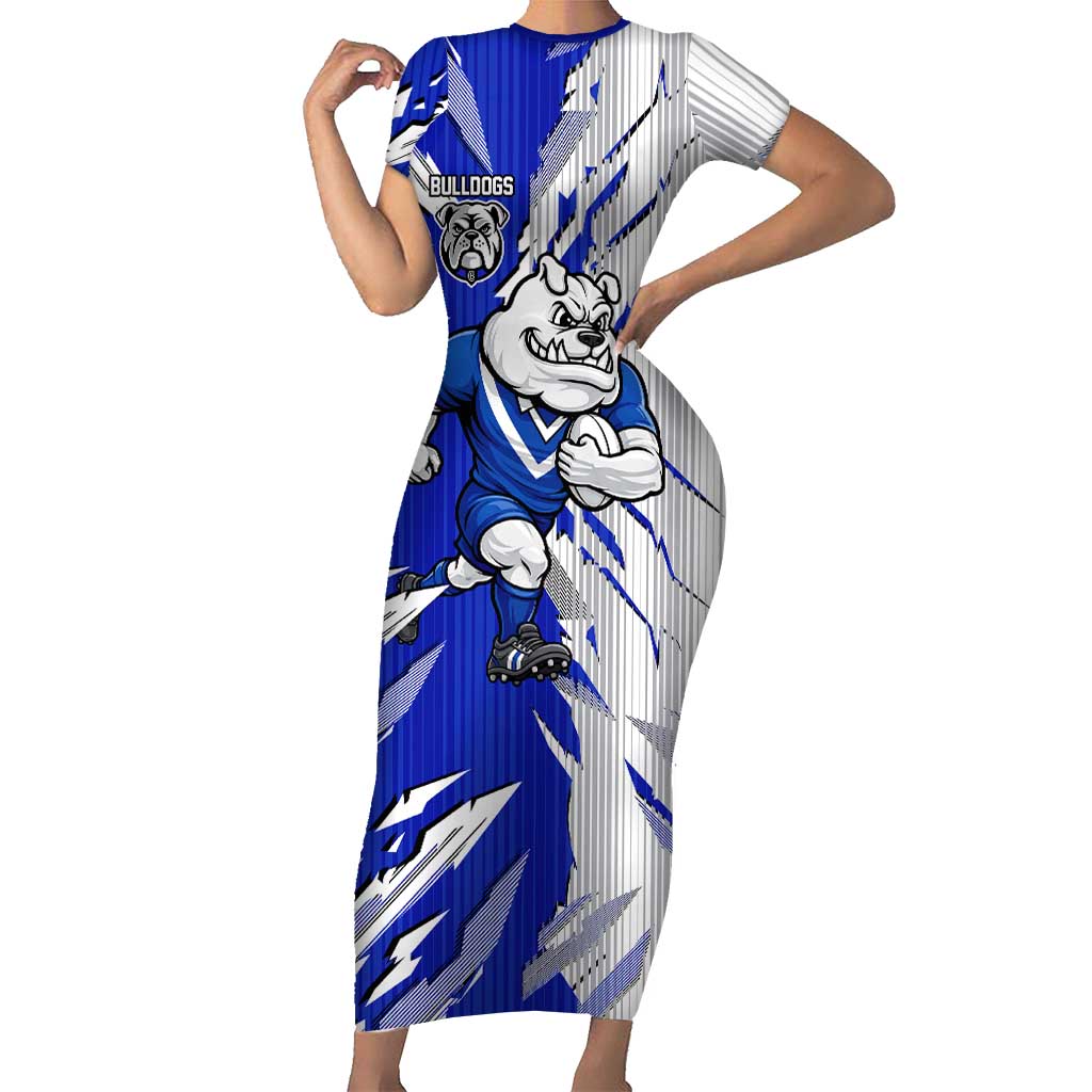 Personalized Canterbury Bulldogs Short Sleeve Bodycon Dress Dynamic Lightning Mascot Rugby Australia