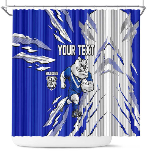 Personalized Canterbury Bulldogs Shower Curtain Dynamic Lightning Mascot Rugby Australia