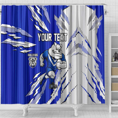 Personalized Canterbury Bulldogs Shower Curtain Dynamic Lightning Mascot Rugby Australia