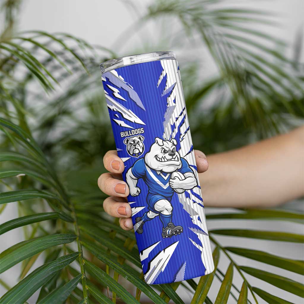 Personalized Canterbury Bulldogs Skinny Tumbler Dynamic Lightning Mascot Rugby Australia