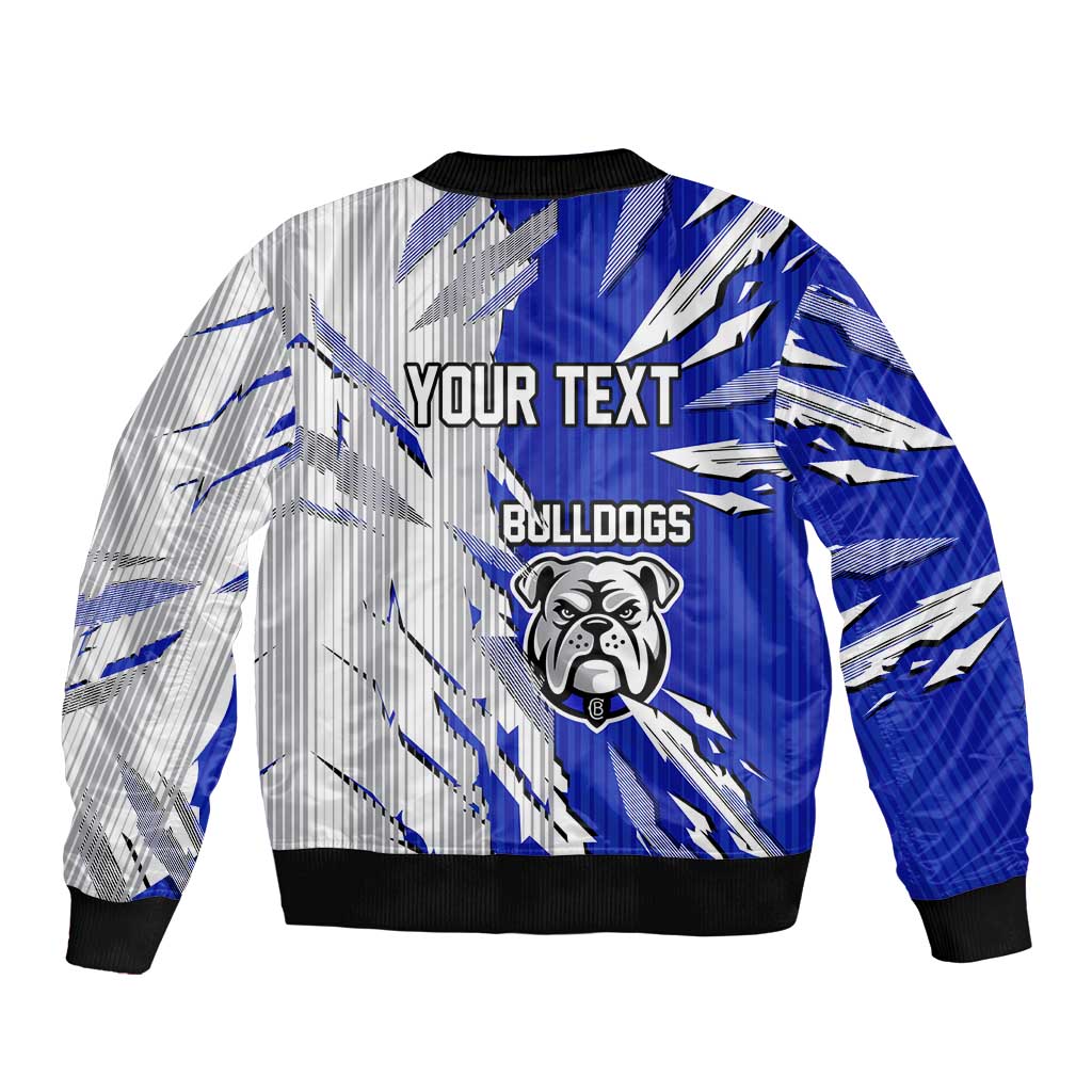 Personalized Canterbury Bulldogs Sleeve Zip Bomber Jacket Dynamic Lightning Mascot Rugby Australia