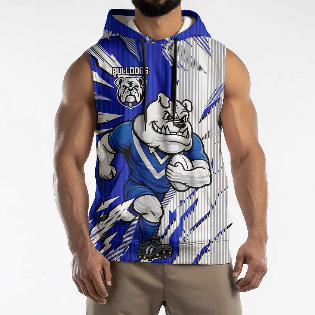 Personalized Canterbury Bulldogs Sleeveless Hoodie Dynamic Lightning Mascot Rugby Australia