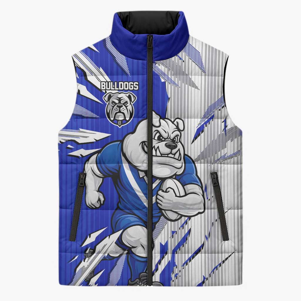Personalized Canterbury Bulldogs Sleeveless Puffer Jacket Dynamic Lightning Mascot Rugby Australia