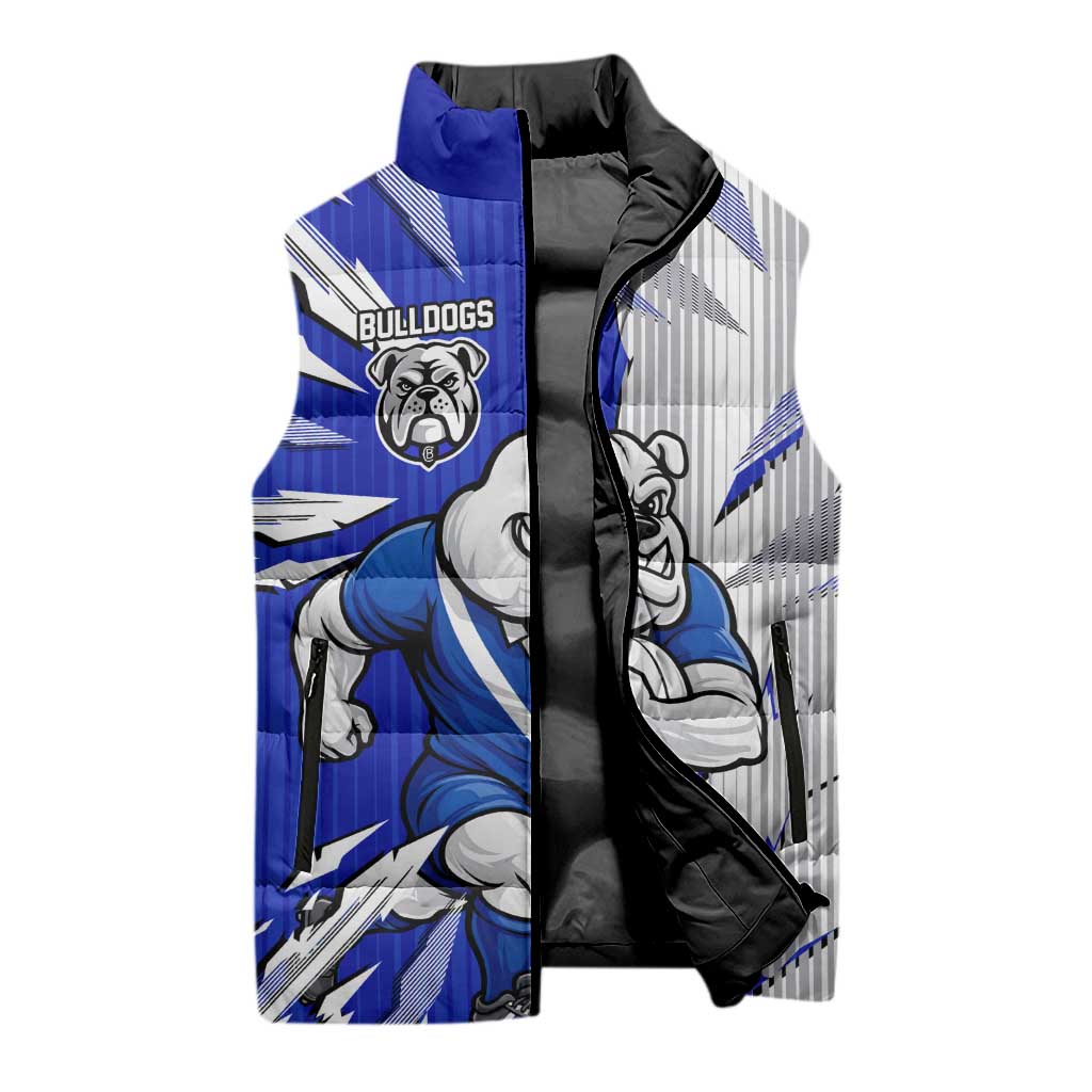 Personalized Canterbury Bulldogs Sleeveless Puffer Jacket Dynamic Lightning Mascot Rugby Australia