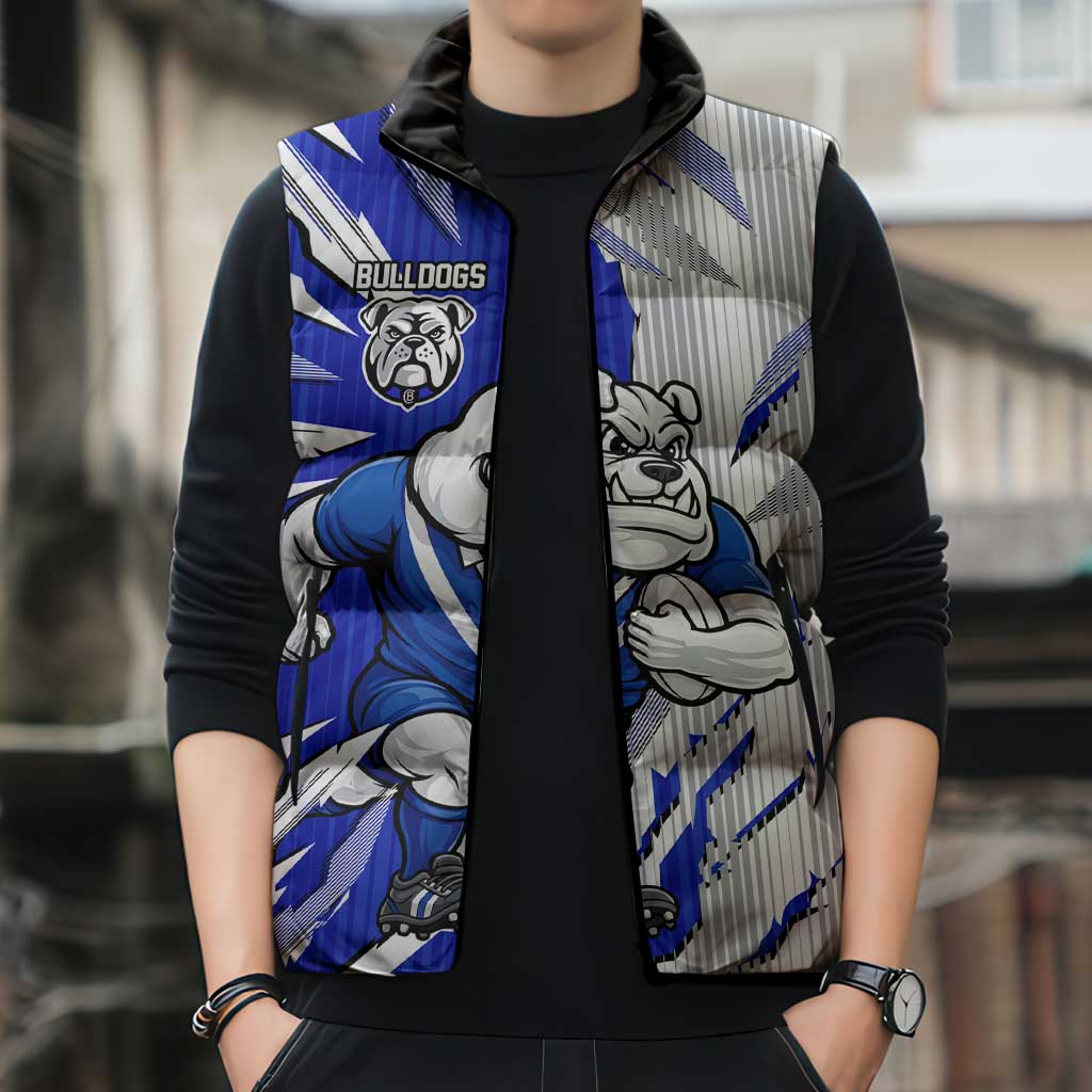 Personalized Canterbury Bulldogs Sleeveless Puffer Jacket Dynamic Lightning Mascot Rugby Australia