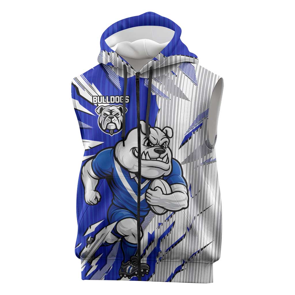 Personalized Canterbury Bulldogs Sleeveless Zip Hoodie Dynamic Lightning Mascot Rugby Australia