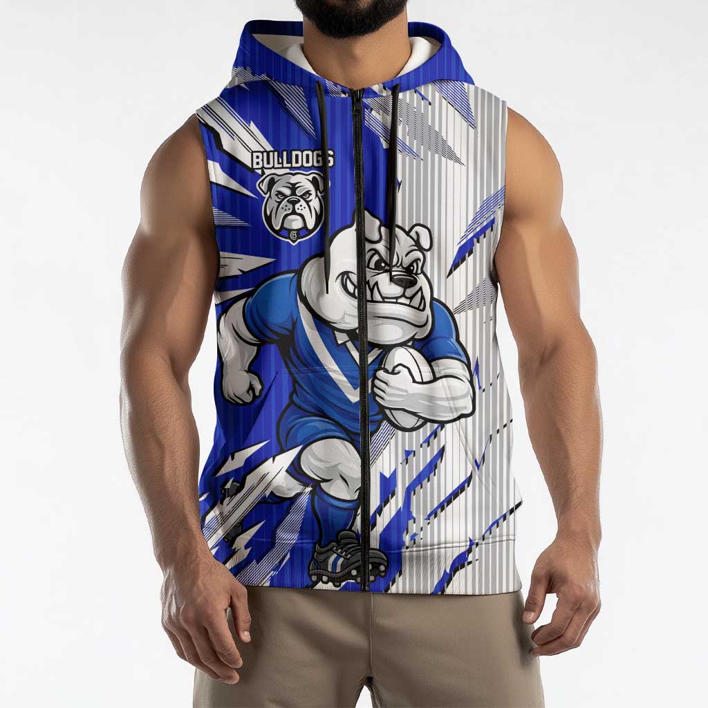 Personalized Canterbury Bulldogs Sleeveless Zip Hoodie Dynamic Lightning Mascot Rugby Australia