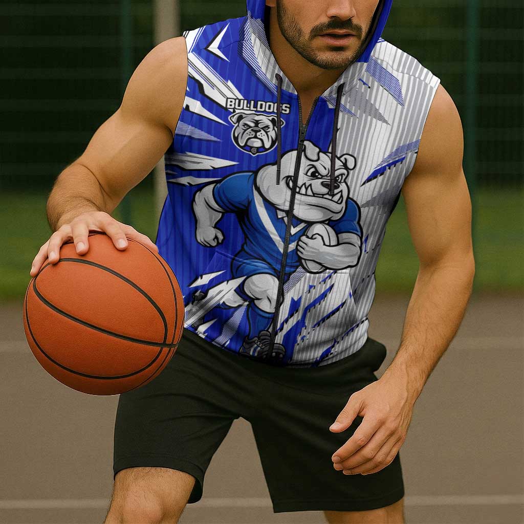 Personalized Canterbury Bulldogs Sleeveless Zip Hoodie Dynamic Lightning Mascot Rugby Australia