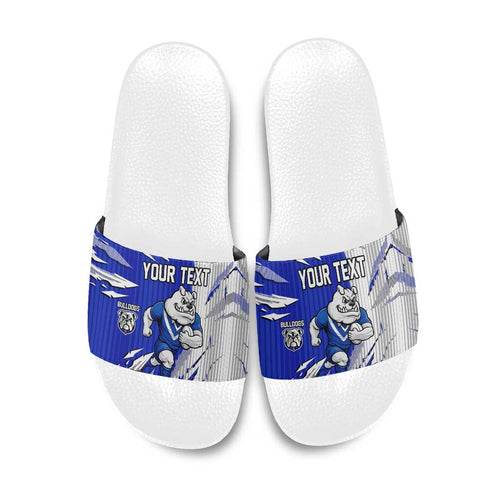 Personalized Canterbury Bulldogs Slide Sandals Dynamic Lightning Mascot Rugby Australia