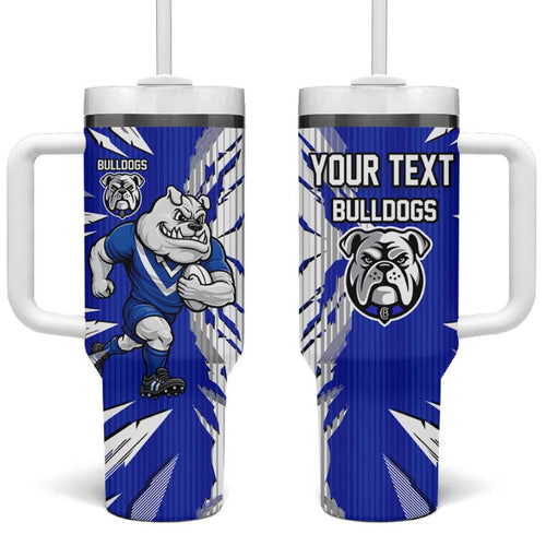 Personalized Canterbury Bulldogs Tumbler With Handle Dynamic Lightning Mascot Rugby Australia