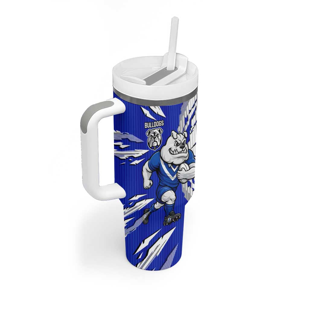 Personalized Canterbury Bulldogs Tumbler With Handle Dynamic Lightning Mascot Rugby Australia