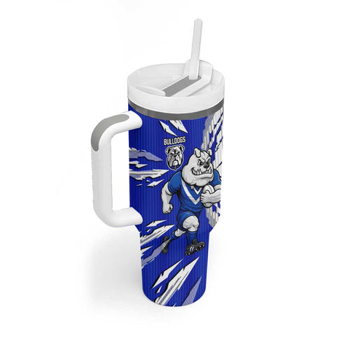 Personalized Canterbury Bulldogs Tumbler With Handle Dynamic Lightning Mascot Rugby Australia