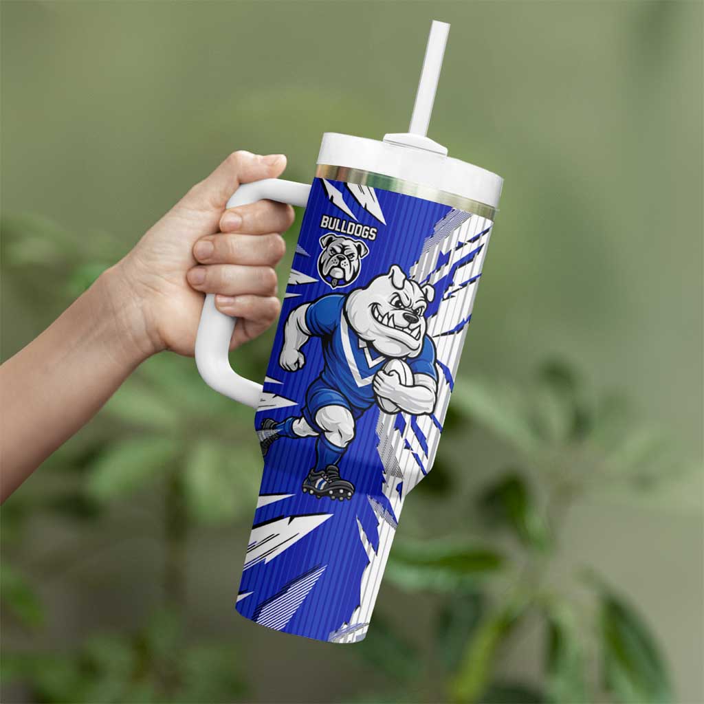 Personalized Canterbury Bulldogs Tumbler With Handle Dynamic Lightning Mascot Rugby Australia